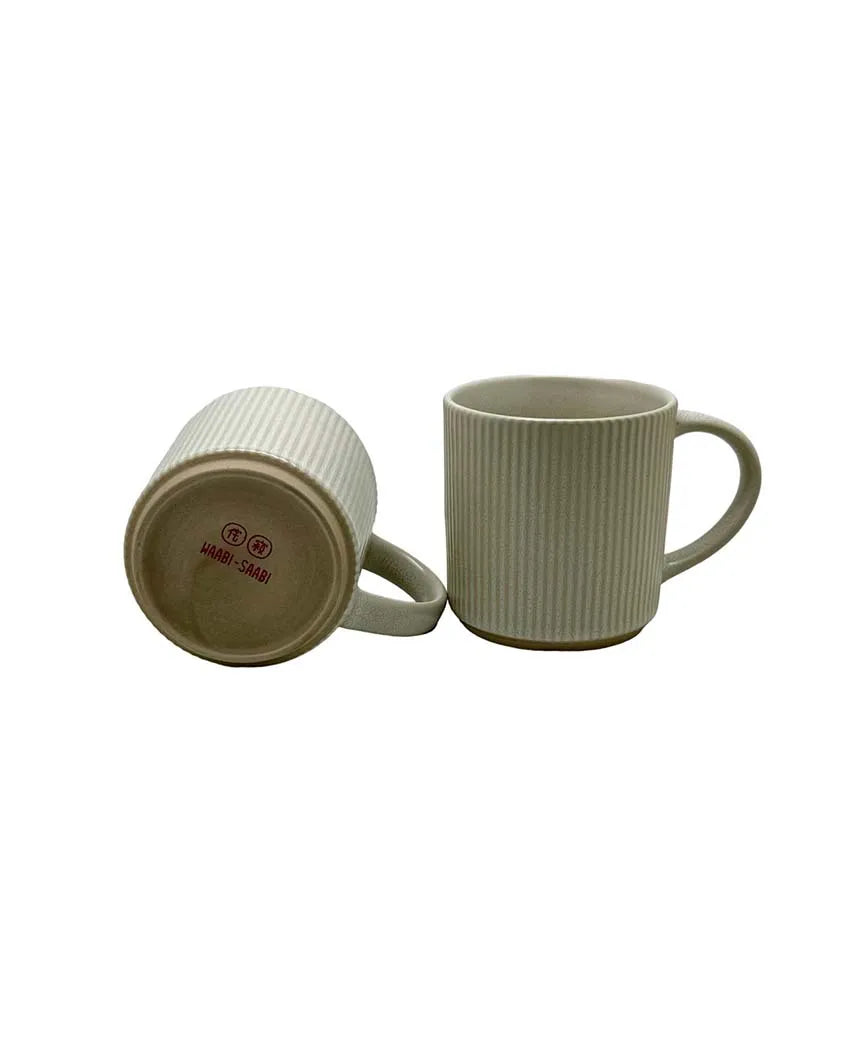 Vinatge Style Ceramic Mugs | Set of 2 Off White