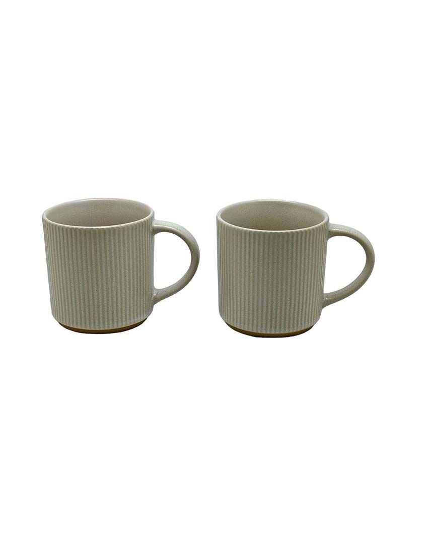 Vinatge Style Ceramic Mugs | Set of 2 Off White