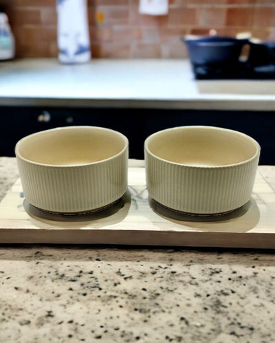 Off White Ceramic Bowls | Set Of 2 | 5 Inches