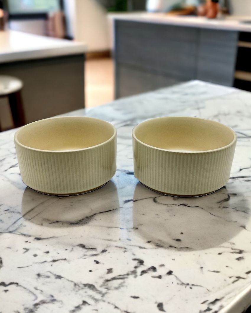 Off White Ceramic Bowls | Set Of 2 | 5 Inches