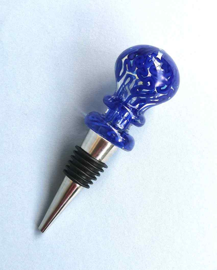 Belice  Handblown Glass Wine Stopper Blue