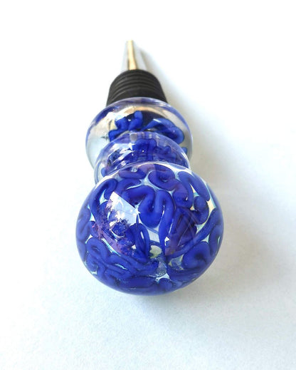 Belice  Handblown Glass Wine Stopper Blue