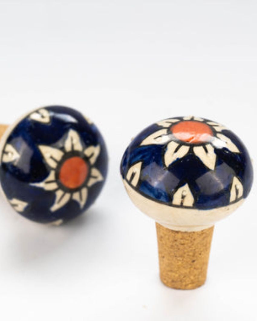 Orange Blue Handmade Wine Stopper | 7 x 5 x 5 cm/3 x 2 x 2 inches