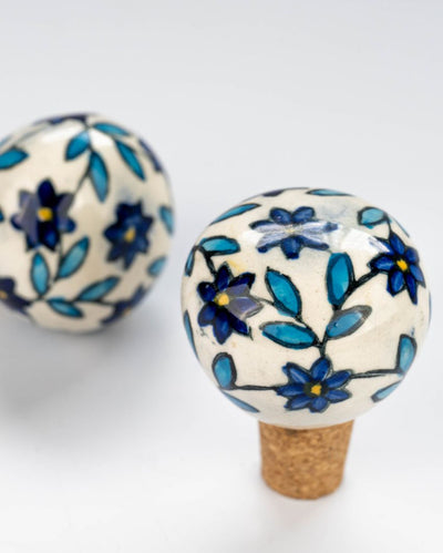 Blue White Handmade Wine Stopper | 7 x 5 x 5 cm/  3 x 2 x 2 inches