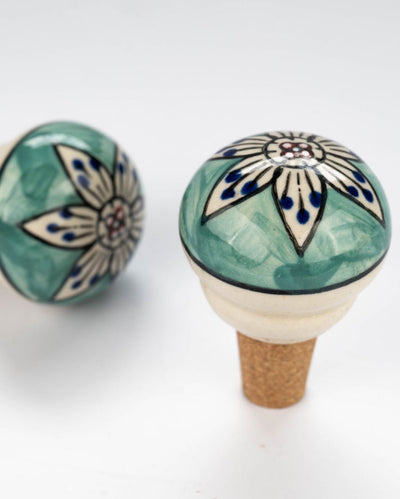 Green Blue Handmade Wine Stopper |7 x 5 x 5 cm/ 3 x 2 x 2 inches