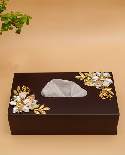 Premium Designer Mdf Brown Tissue Box | 10 x 6 x 3 inches