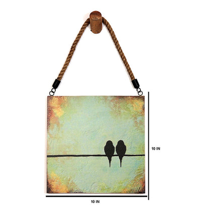 Charming Love Birds Wooden Wall Art | 10 x 10 inches