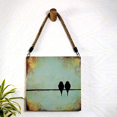 Charming Love Birds Wooden Wall Art | 10 x 10 inches