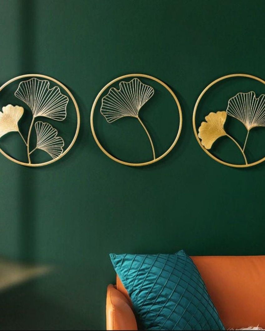 Golden Harmony Round Wall Art | Set of 3