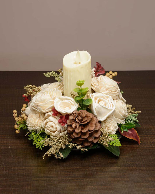 Elegant Warm Wishes Blooms Arrangement With Candle - Dusaan