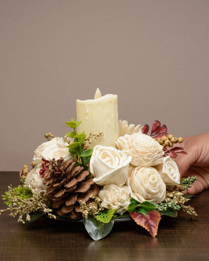 Elegant Warm Wishes Blooms Arrangement With Candle - Dusaan