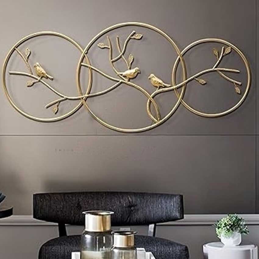 Tranquil Trio Gold Bird Metal Wall Art | 32 x 2 x 14 inches