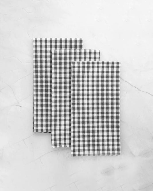 Black & White Checked Kitchen Towels | Set of 6