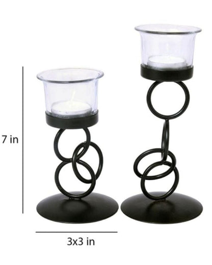 Tealight Candle Holder with Glass Holder | Pack of 2