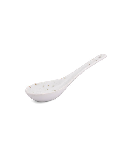 White Sparkle Porcelain Soup Bowls & Spoons | Set Of 12