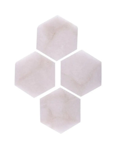 Chic White Quartz Hexagon Coaster | Set of 4