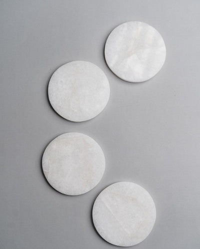 Sophisticated White Quartz Round Coaster | Set of 4