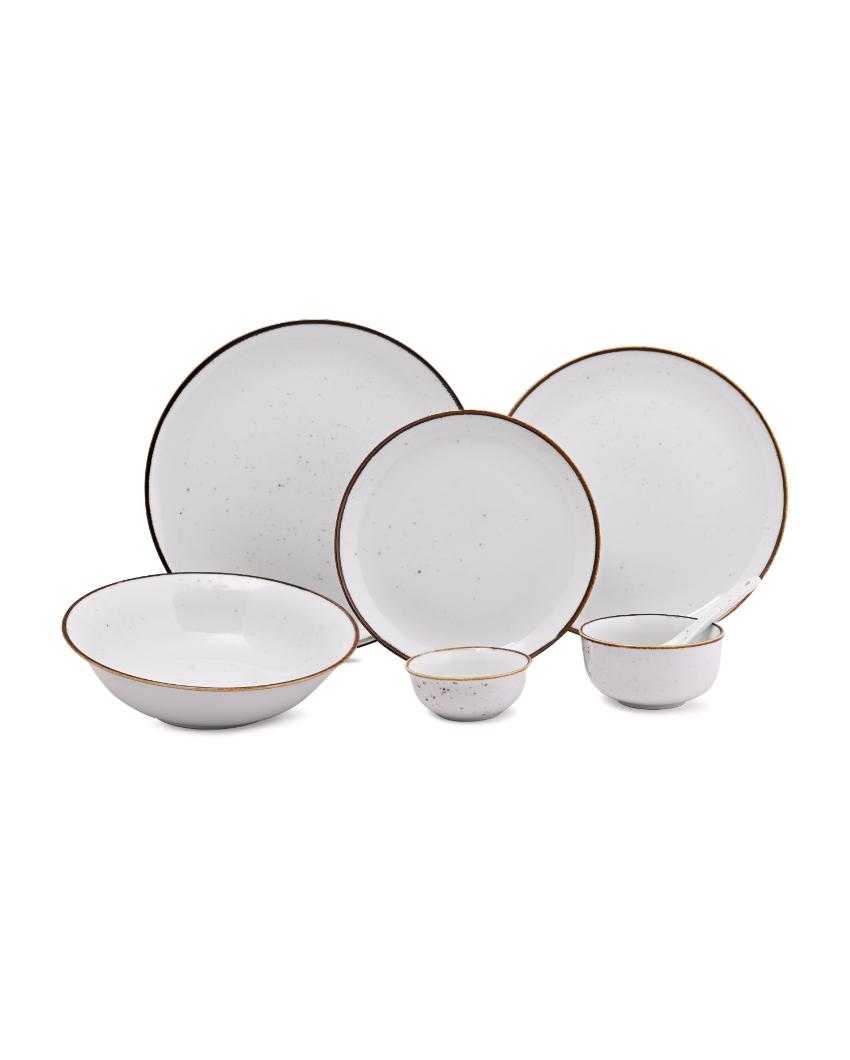 Olé White Sparkle Porcelain Dinner Set | Pack of 33