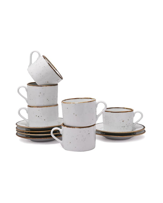 Espresso White Sparkle Porcelain Cup & Saucer Set
