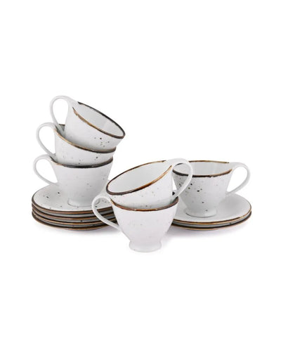 Cappuccino White Sparkle Porcelain Cup & Saucer Set