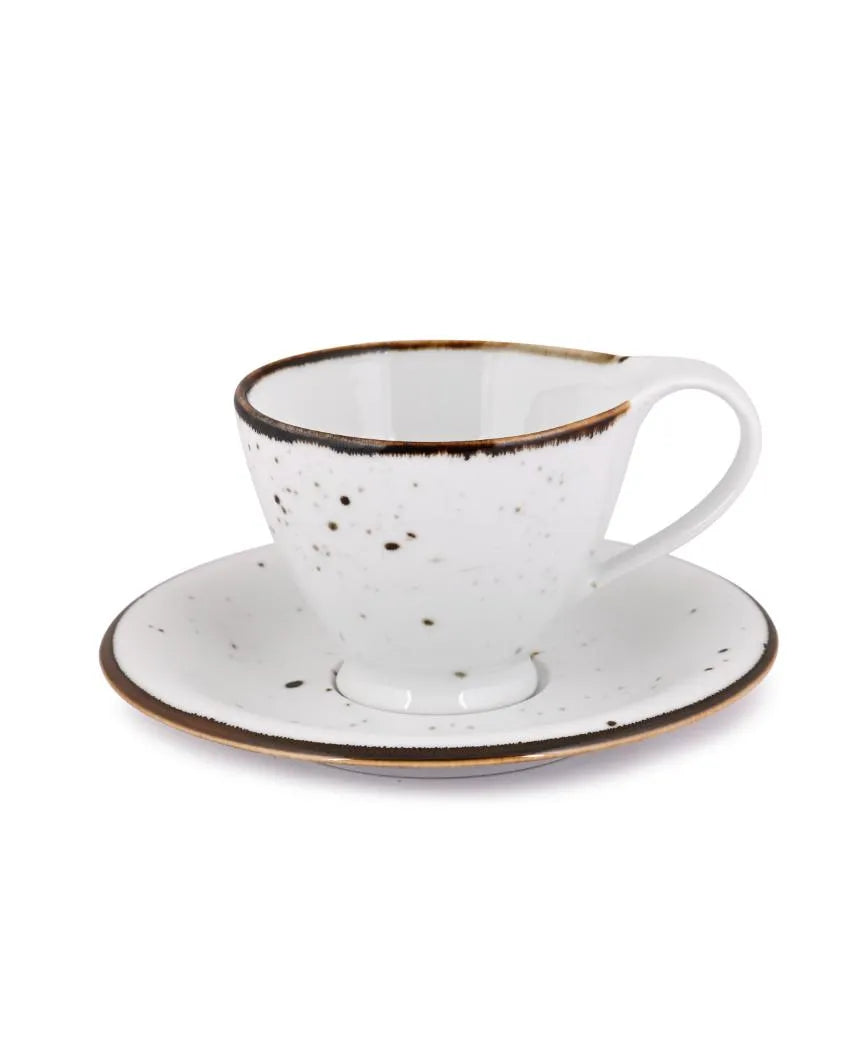 Cappuccino White Sparkle Porcelain Cup & Saucer Set