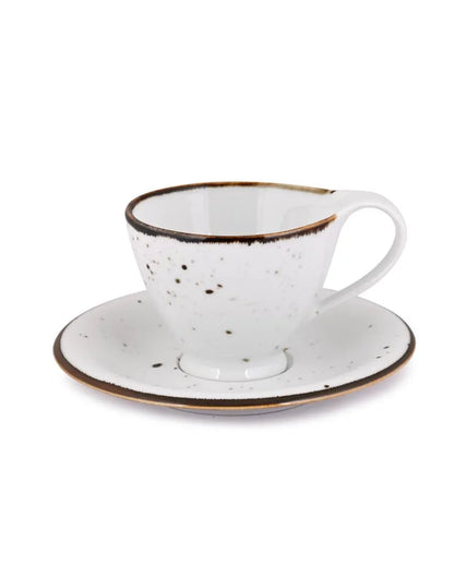 Cappuccino White Sparkle Porcelain Cup & Saucer Set