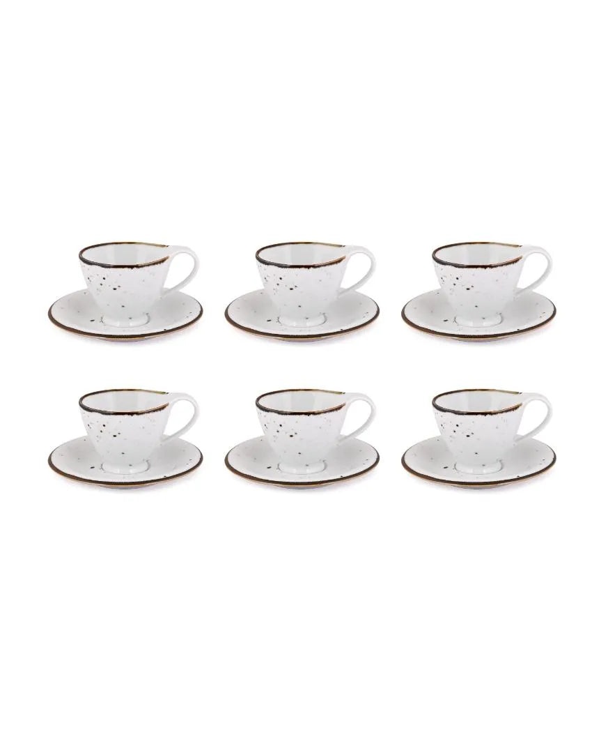 Cappuccino White Sparkle Porcelain Cup & Saucer Set