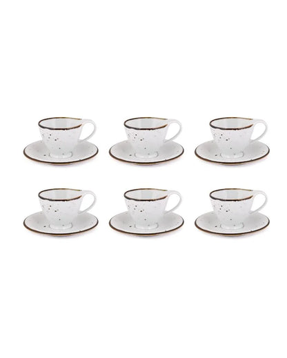 Cappuccino White Sparkle Porcelain Cup & Saucer Set