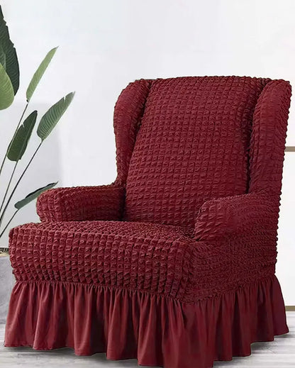 Bubble Polyester Wingback Stretchable Slip Chair Cover | 35 x 33 x 39 inches