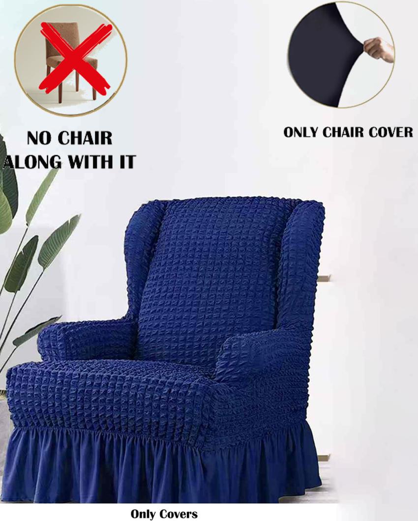 ONLY CHAIR COVER | Bubble Polyester Wingback Stretchable Slip Chair Cover | 35 x 33 x 39 inches