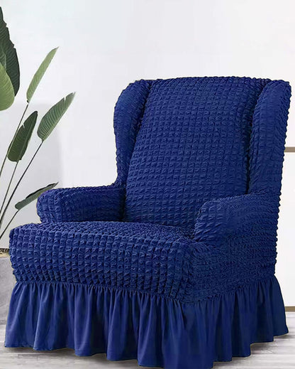 Bubble Polyester Wingback Stretchable Slip Chair Cover | 35 x 33 x 39 inches