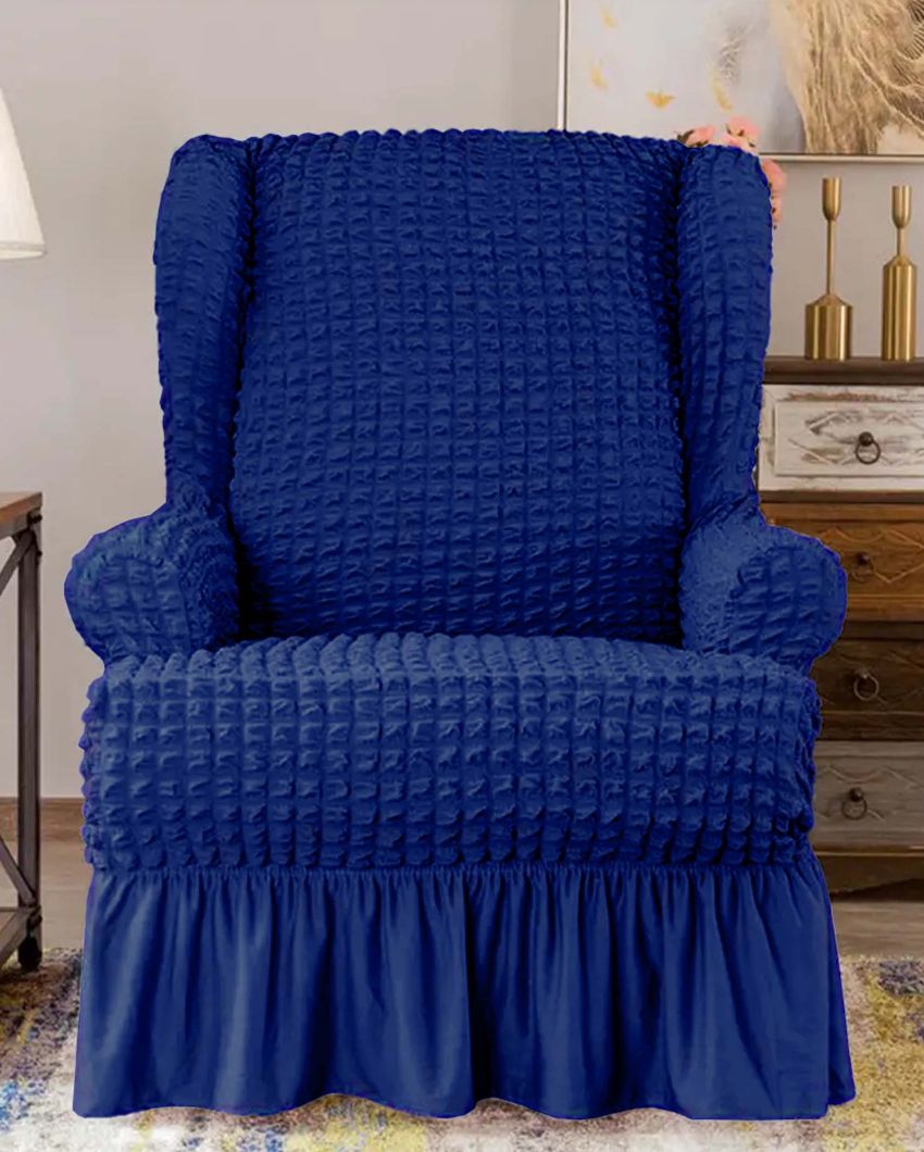 Bubble Polyester Wingback Stretchable Slip Chair Cover | 35 x 33 x 39 inches