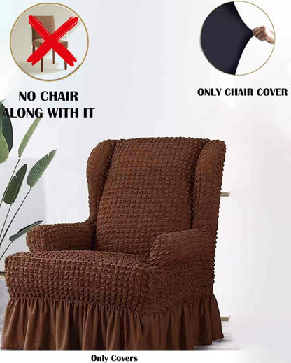 ONLY CHAIR COVER | Bubble Polyester Wingback Stretchable Slip Chair Cover | 35 x 33 x 39 inches