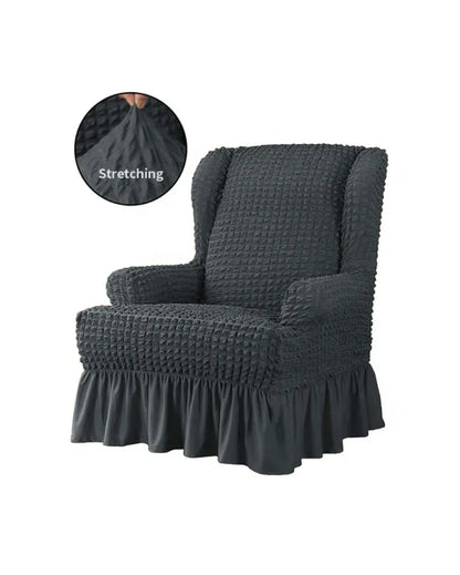 Bubble Polyester Wingback Stretchable Slip Chair Cover | 35 x 33 x 39 inches