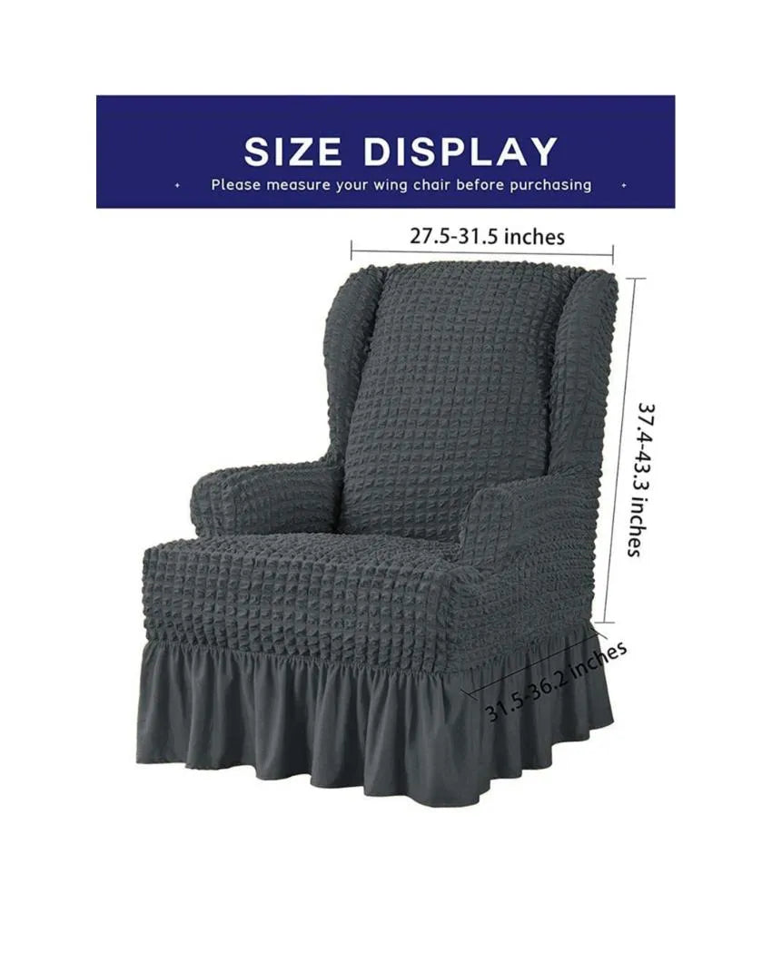 Bubble Polyester Wingback Stretchable Slip Chair Cover | 35 x 33 x 39 inches