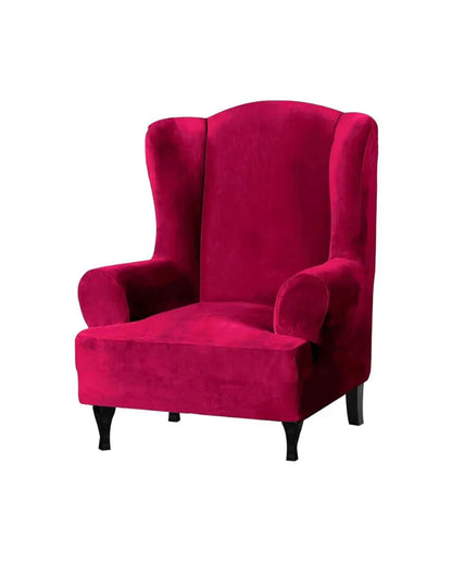 Velvet Wingback Stretchable Slip Chair Cover | 35 x 33 x 39 inches