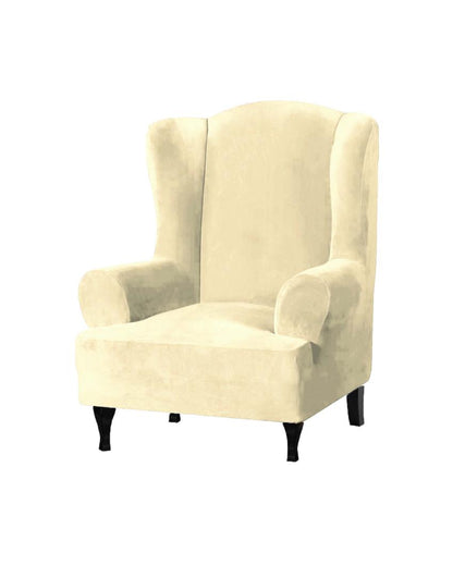 Velvet Wingback Stretchable Slip Chair Cover | 35 x 33 x 39 inches