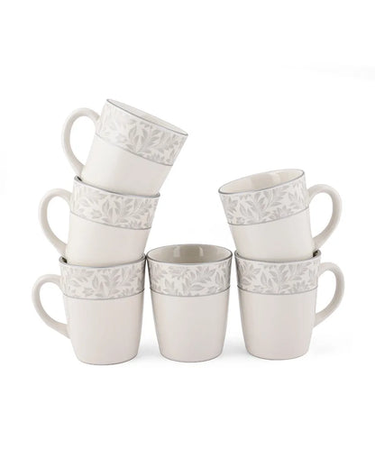 Winter Garden Printed Porcelain Coffee Mugs | Set Of 6