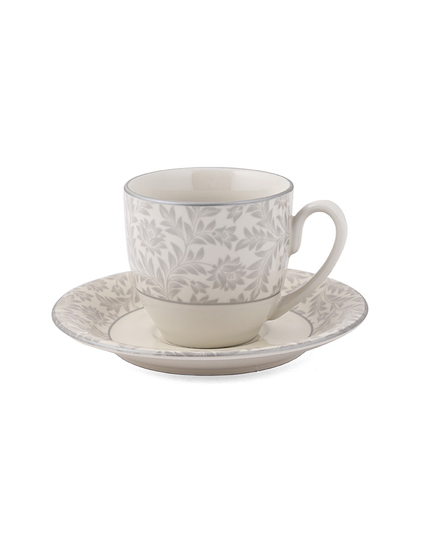 Elegant Winter Garden Porcelain Cups & Saucers | Set Of 12