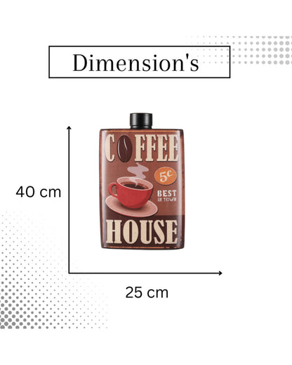 Coffee House Whiskey Bottle Wall Decor | 40 x 25 cm /16 x 10 inches