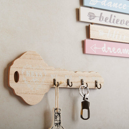 Key Shape Wooden Key Holder | 6 x 12 inches