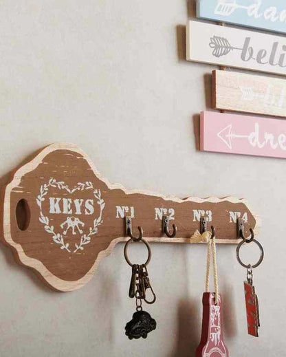 Key Shape Wooden Key Holder | 6 x 12 inches