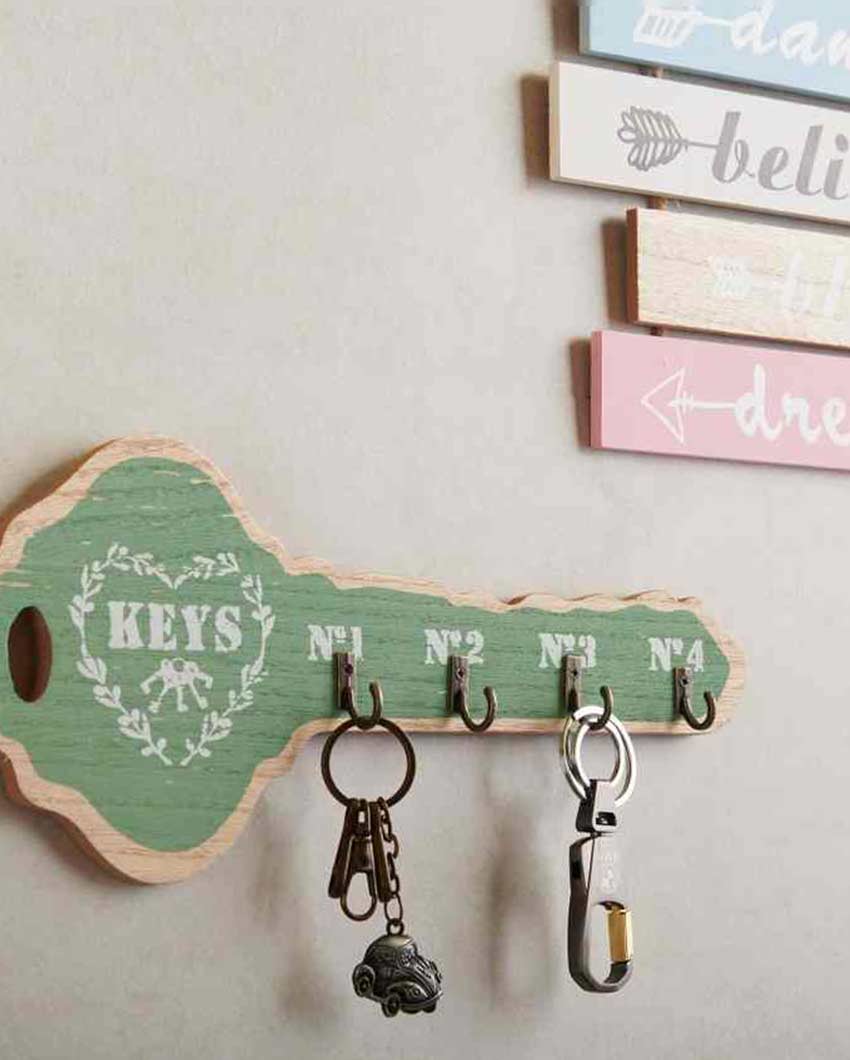 Key Shape Wooden Key Holder | 6 x 12 inches