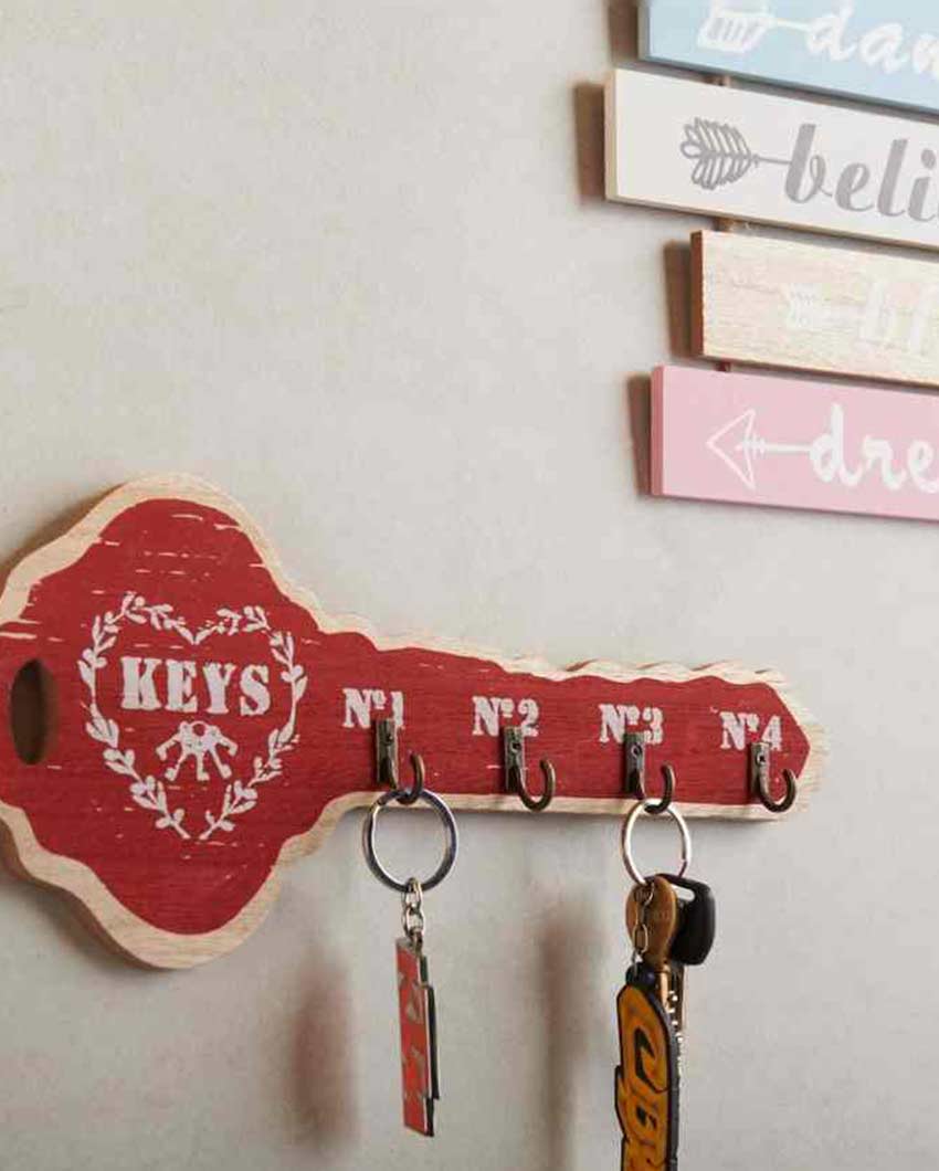 Key Shape Wooden Key Holder | 6 x 12 inches