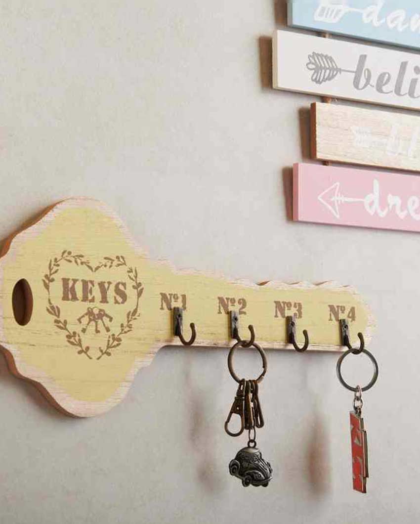 Key Shape Wooden Key Holder | 6 x 12 inches