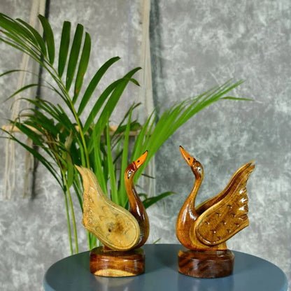 Handcarved Wooden Swan | Set Of 2