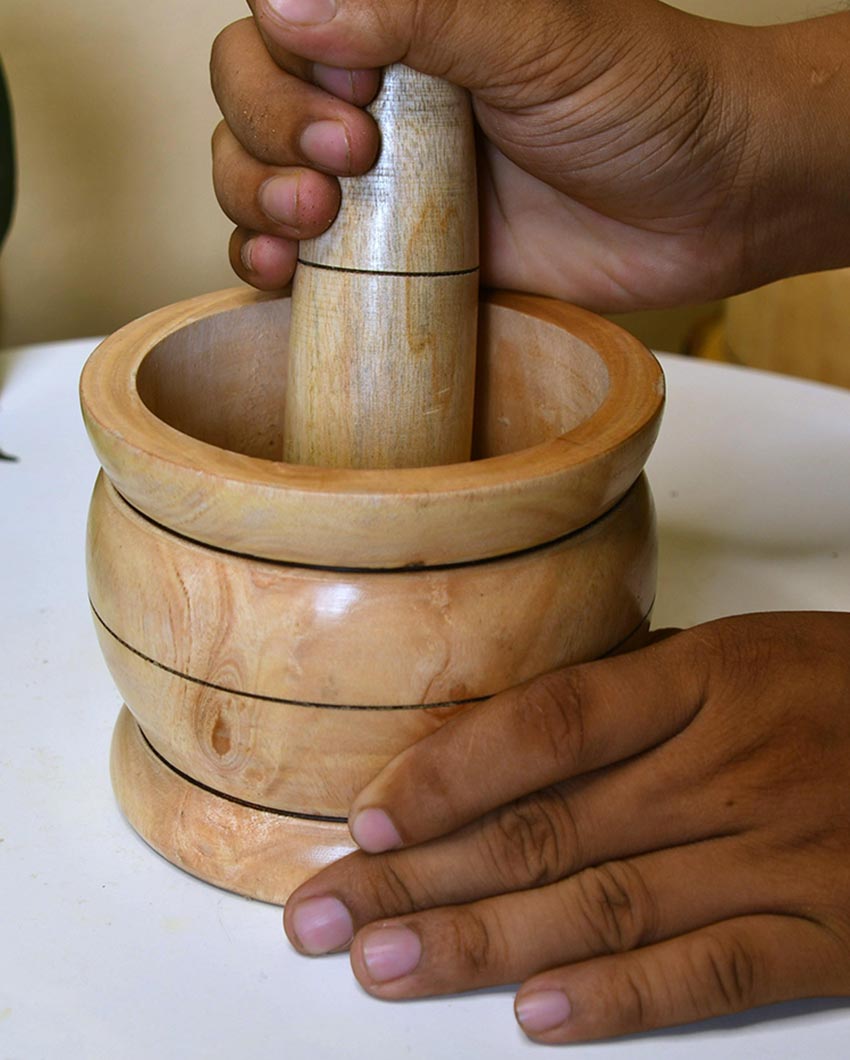 Premium Brown Wooden Grinding Pestle | 4 x 5 inches