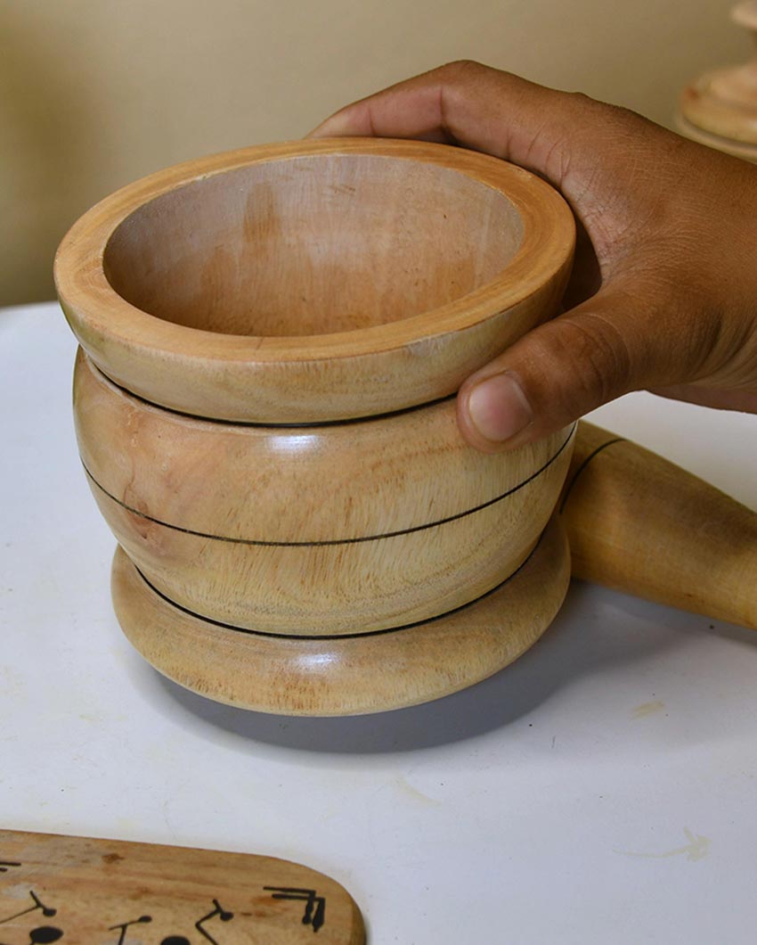 Premium Brown Wooden Grinding Pestle | 4 x 5 inches