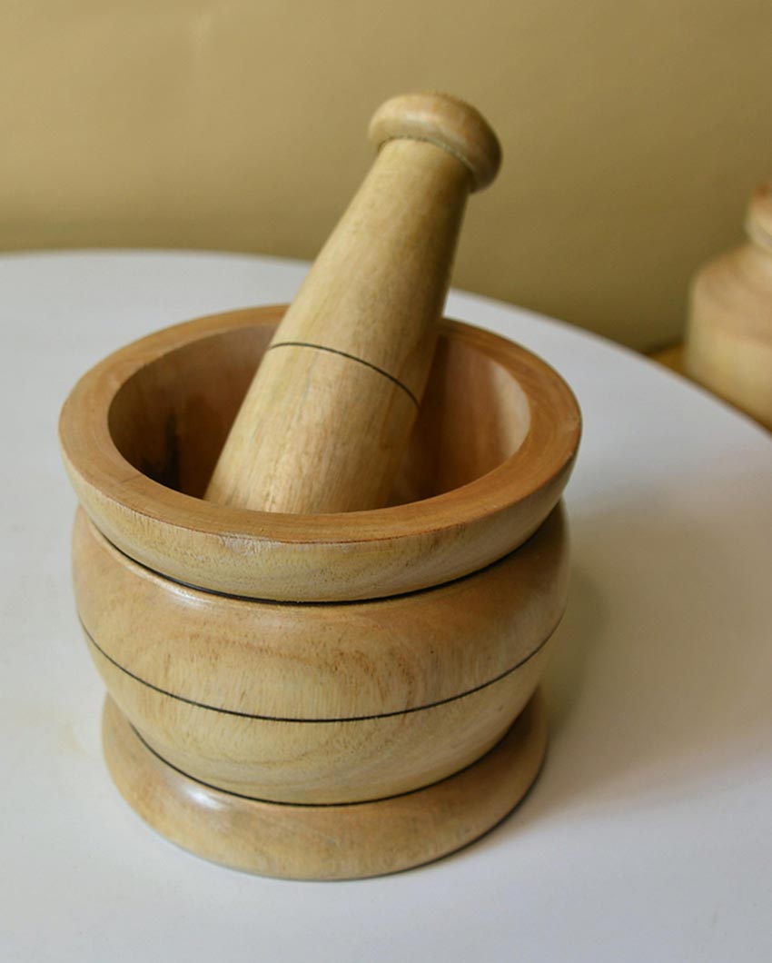 Premium Brown Wooden Grinding Pestle | 4 x 5 inches