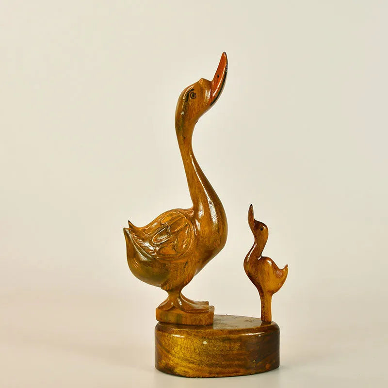 The Mama and Baby Duck Wooden Showpiece Default Title